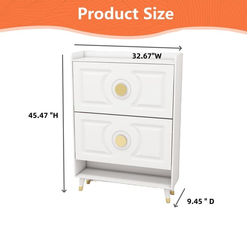 45"H Shoe Cabinet Organizer, Shoe Storage Boxes, 2drawer Entrance Shoe Storage
