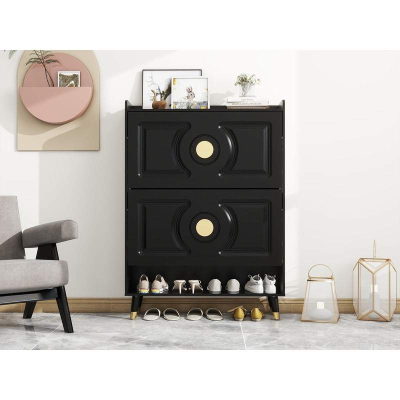 45"H Shoe Cabinet Organizer, Shoe Storage Boxes, 2drawer Entrance Shoe Storage