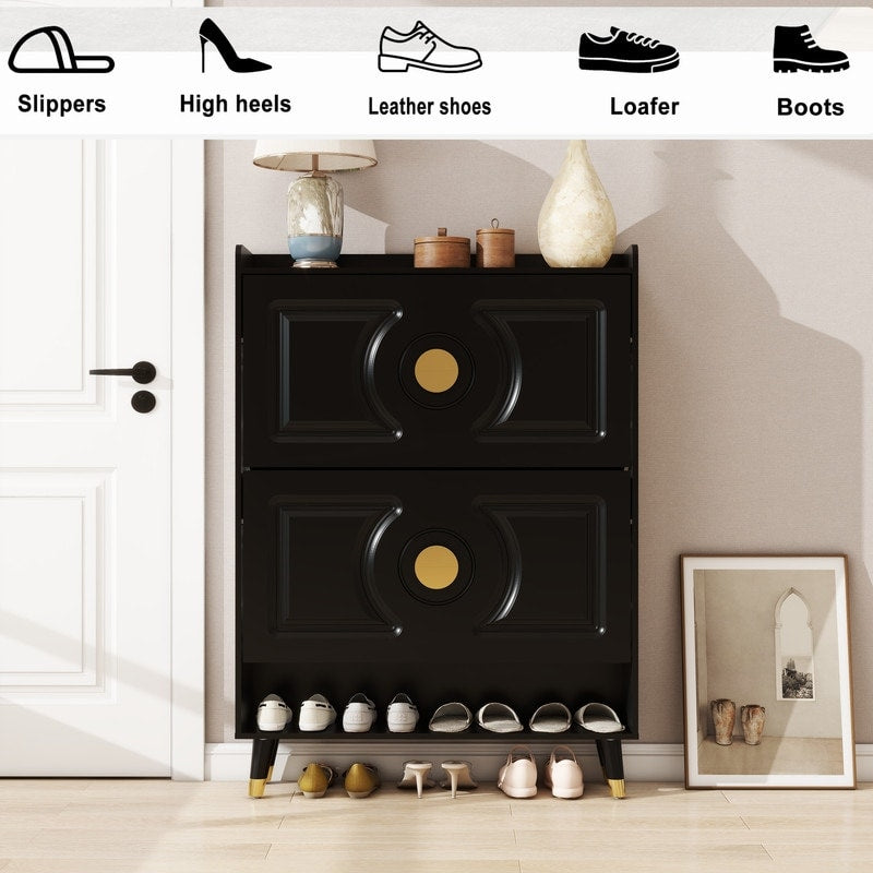 45"H Shoe Cabinet Organizer, Shoe Storage Boxes, 2drawer Entrance Shoe Storage