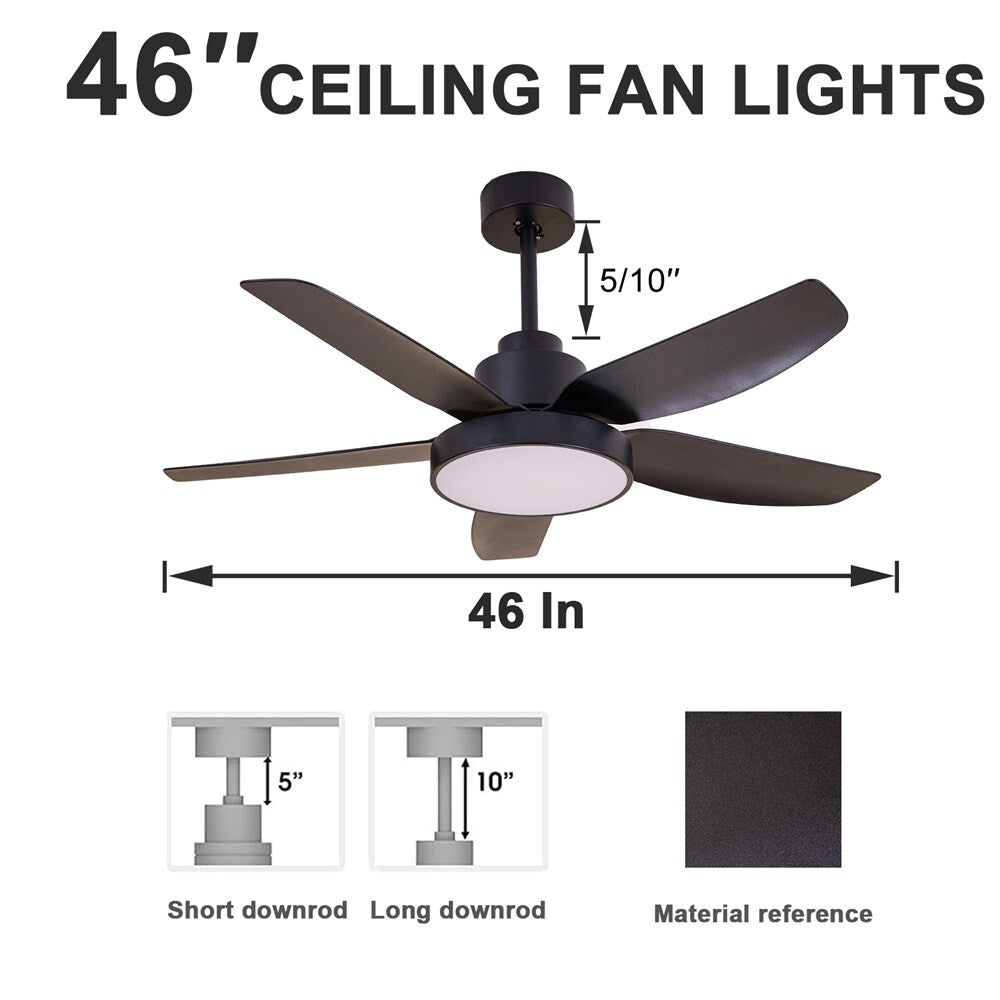 46 Inch Modern Ceiling Fan with LED Lights