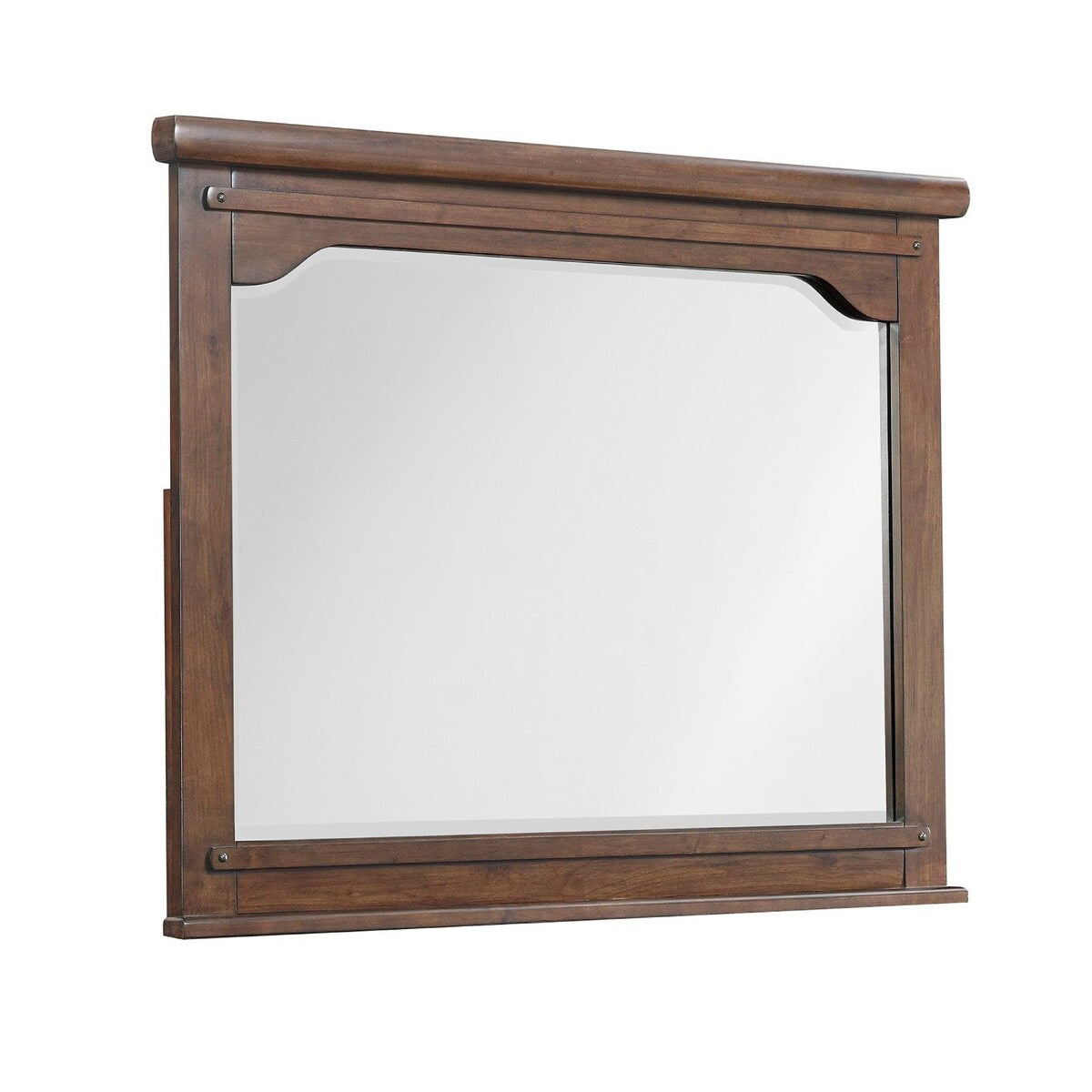 46 Inch Rectangular Wood Mirror with European Style Trim, Brown