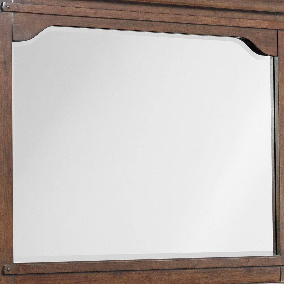 46 Inch Rectangular Wood Mirror with European Style Trim, Brown