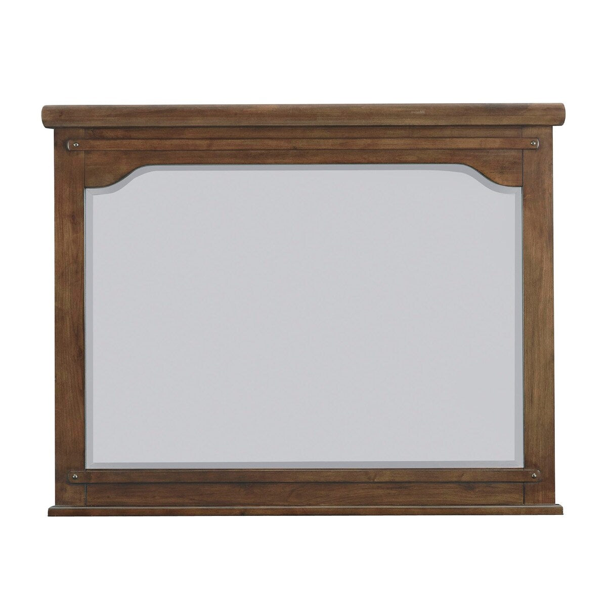 46 Inch Rectangular Wood Mirror with European Style Trim, Brown