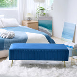46" Modern Upholstered Bed and Entryway Bench with Padded Velvet Seat