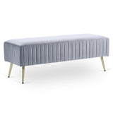 46" Modern Upholstered Bed and Entryway Bench with Padded Velvet Seat