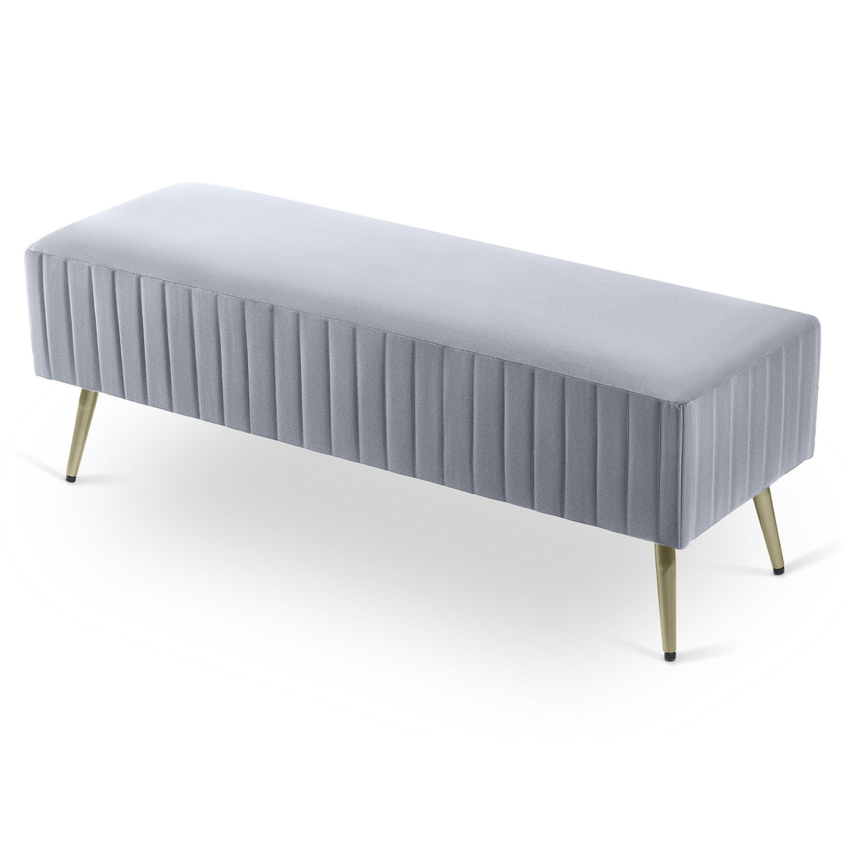46" Modern Upholstered Bed and Entryway Bench with Padded Velvet Seat