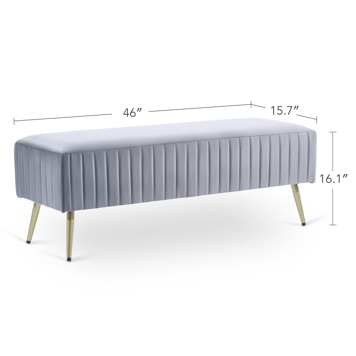 46" Modern Upholstered Bed and Entryway Bench with Padded Velvet Seat