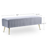 46" Modern Upholstered Bed and Entryway Bench with Padded Velvet Seat