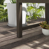 46" Outdoor Garden Bench, Metal Bench, Wood Look Slatted Frame