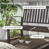 46" Outdoor Garden Bench, Metal Bench, Wood Look Slatted Frame