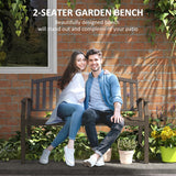 46" Outdoor Garden Bench, Metal Bench, Wood Look Slatted Frame
