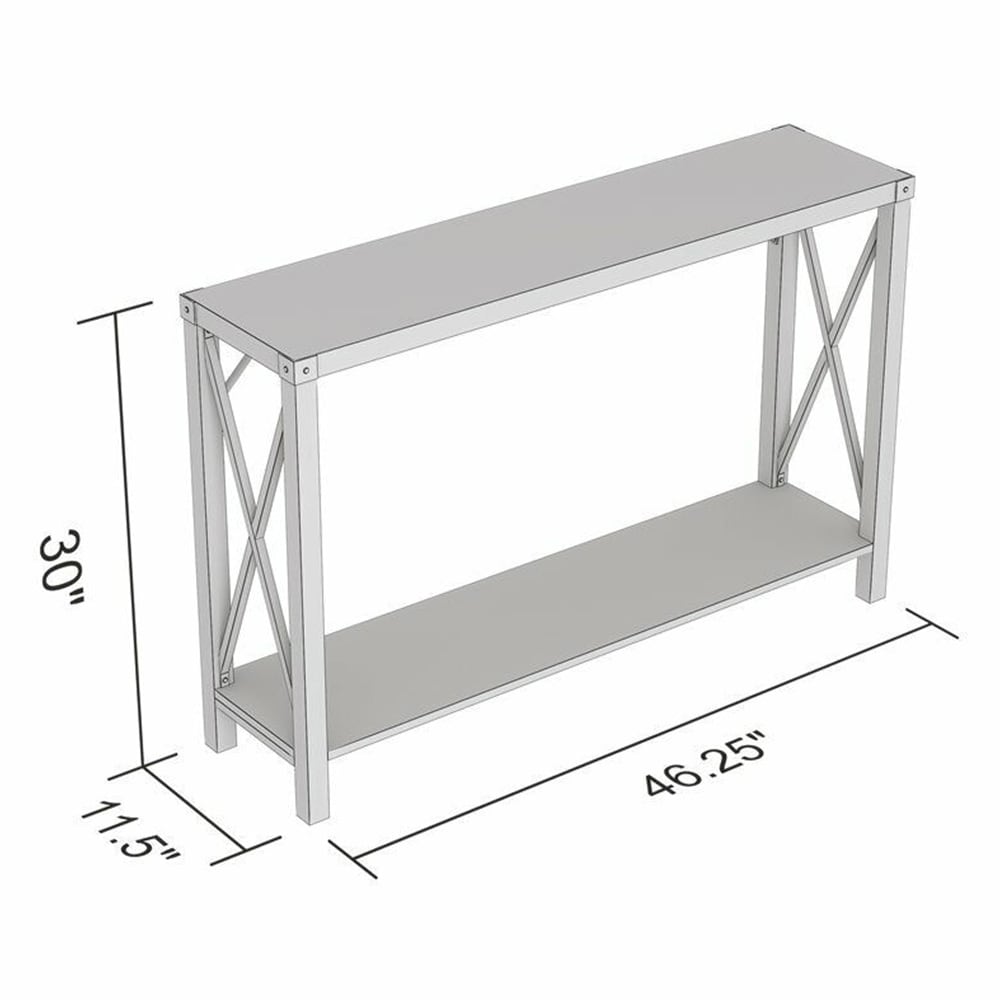 46"L 1-Shelf Metal Sides Console Table in Brown Reclaimed Wood - 54 x 84