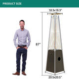 46,000 BTU Patio Outdoor Heater with Wheels & Glass Tube - 20.5"L x 20.5"W x 87"H