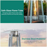 46,000 BTU Patio Outdoor Heater with Wheels & Glass Tube - 20.5"L x 20.5"W x 87"H