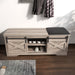 47 Inch Modern Farmhouse Sliding X Barn Door Litterbox Bench with Entry Cutout, Shoe Bench