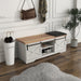 47 Inch Modern Farmhouse Sliding X Barn Door Litterbox Bench with Entry Cutout, Shoe Bench