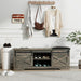 47 Inch Modern Farmhouse Sliding X Barn Door Litterbox Bench with Entry Cutout, Shoe Bench