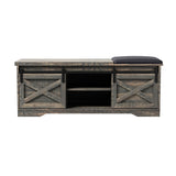 47 Inch Modern Farmhouse Sliding X Barn Door Litterbox Bench with Entry Cutout, Shoe Bench