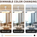 47 Inch Retractable Ceiling Fans with Lights, Modern LED Ceiling Fan Lights with Remote Control