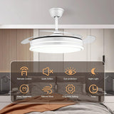 47 Inch Retractable Ceiling Fans with Lights, Modern LED Ceiling Fan Lights with Remote Control