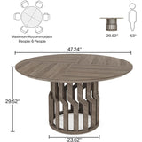47 Inches Round Dining Table, Wooden Dining Room Table, Kitchen Table