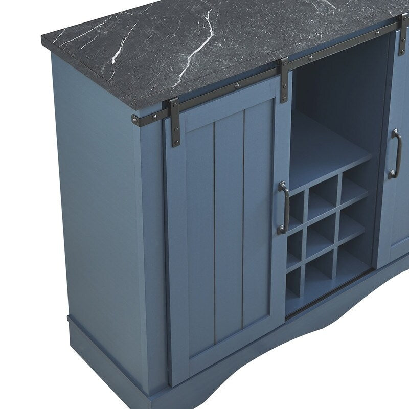 Rustic 47-inch Bar Cabinet with Sliding Barn Door