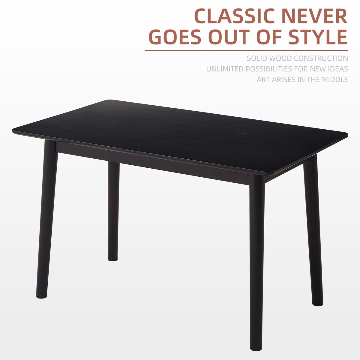 47-inch Dining Table Black Solid Wood Kitchen Table Dining Table Suitable For Small Space Kitchen Table Modern Home Furniture