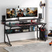 47 inche Computer Desk with Storage Shelf and Monitors Shelf, Gaming Gamer Desk