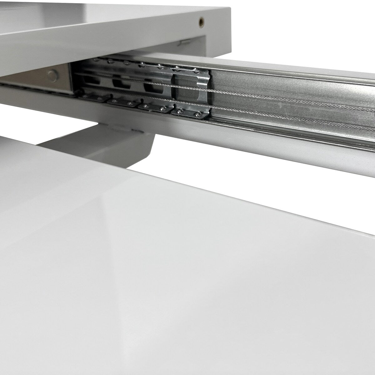 47.25"-63" Glossy Dining Table for 4-6 People, Extendable Dining Table with Crossed Metal Base and Stainless Steel Tubes