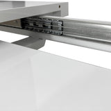 47.25"-63" Glossy Dining Table for 4-6 People, Extendable Dining Table with Crossed Metal Base and Stainless Steel Tubes