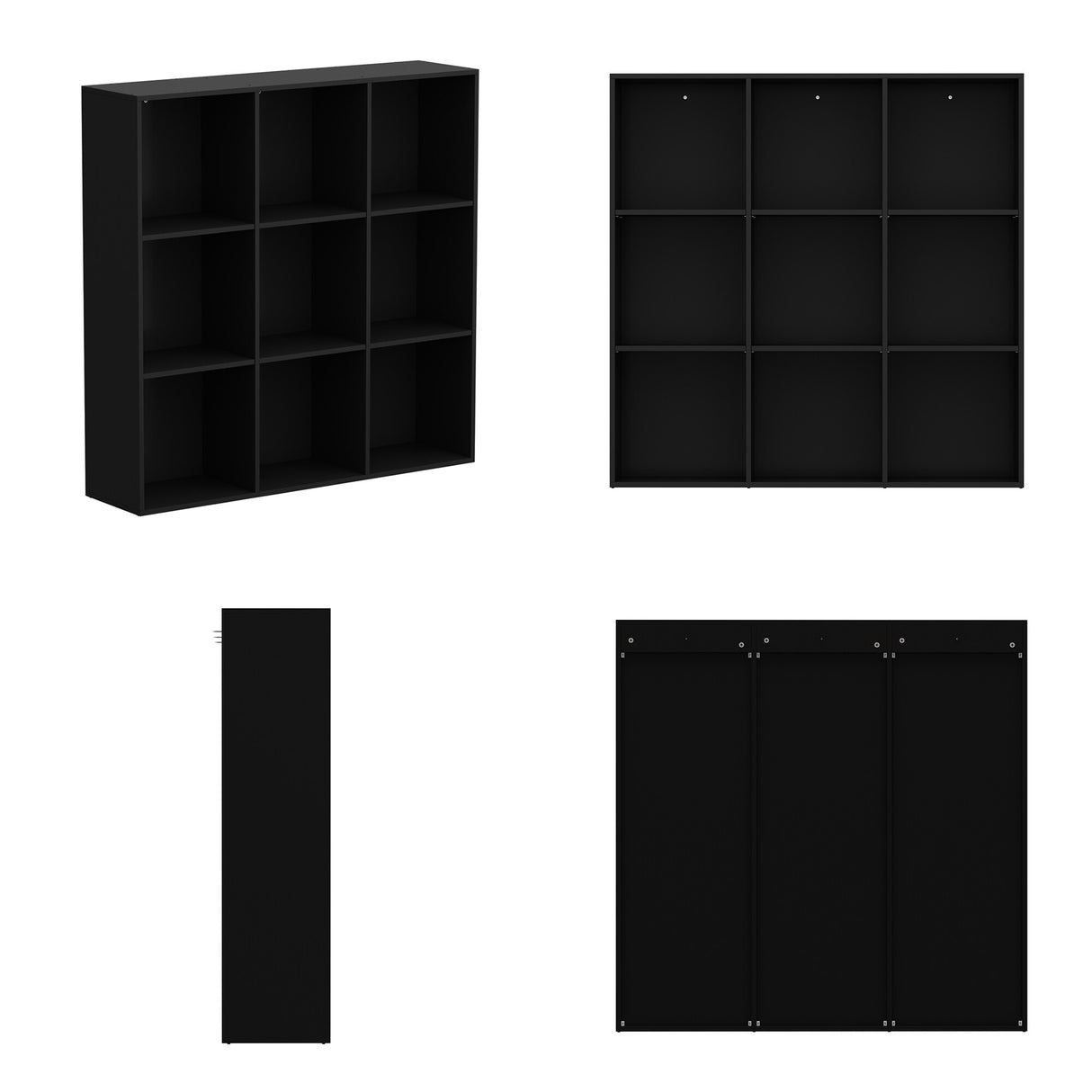 47.2" Black 3x3 Cube Storage Bookcase Organizer,Bookshelves,