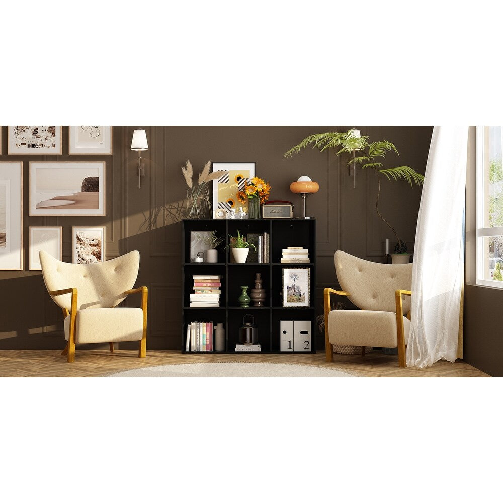 47.2" Black 3x3 Cube Storage Bookcase Organizer,Bookshelves,