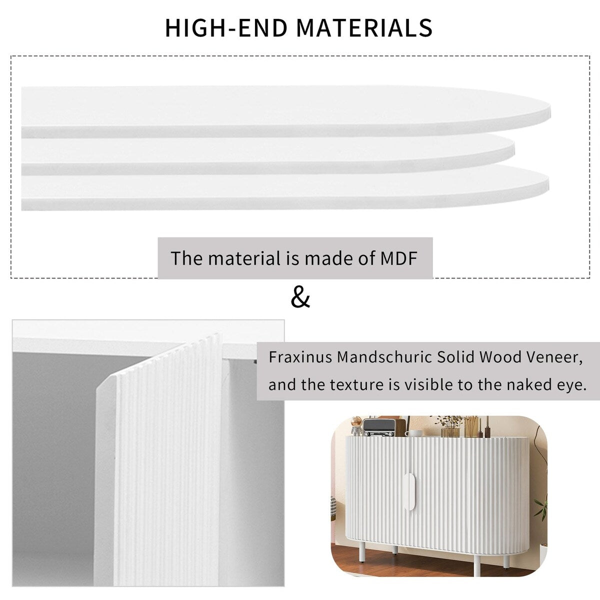 47.80 Inch high quality MDF Sideboard with Adjustable Shelves - 47.80" x 16.50"