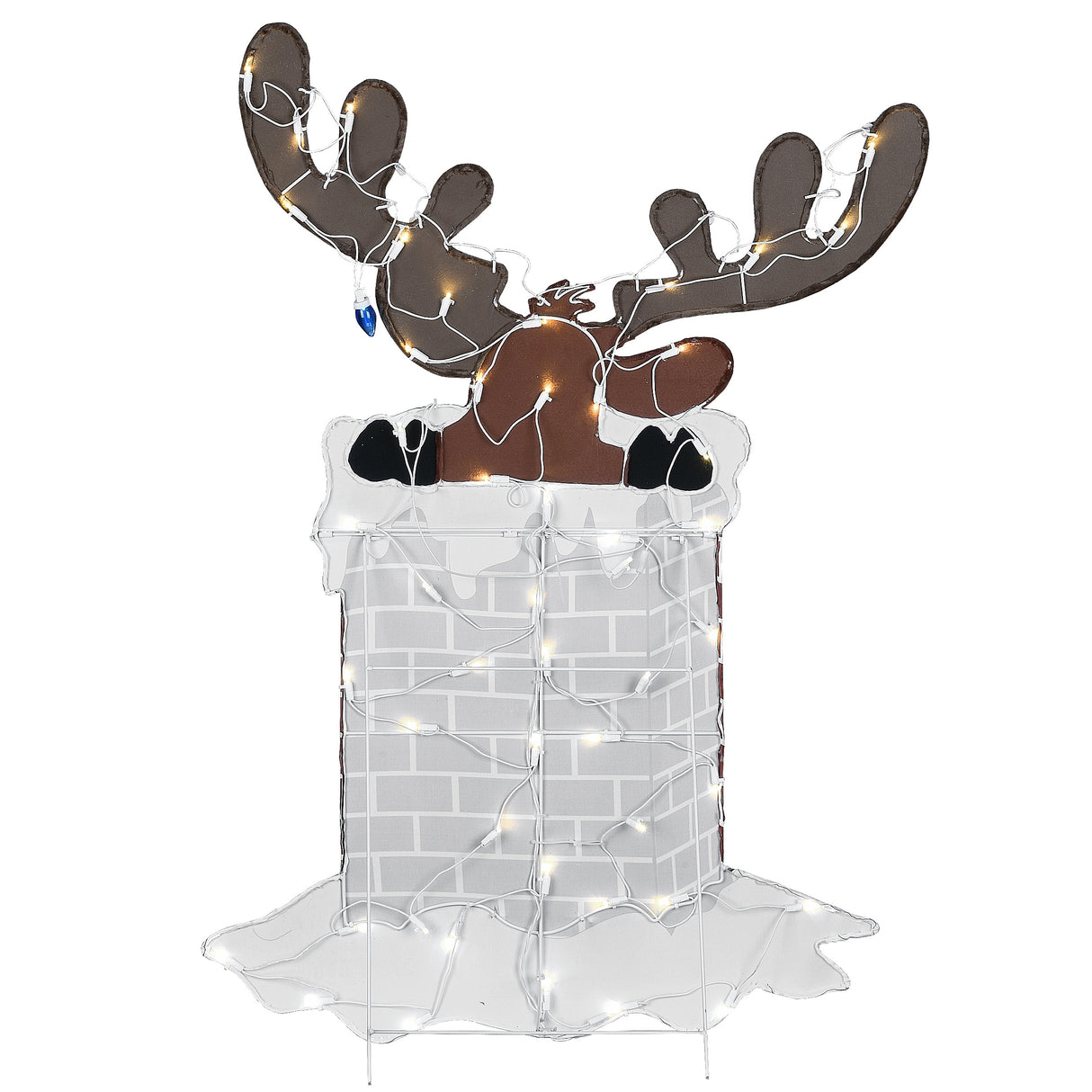 National Tree Company 47 in. Pre-Lit Reindeer Stuck in Chimney Decoration - Red - 47 in