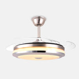 47" Retractable Ceiling Fan with Light Remote Control, Modern Silver Chandelier Ceiling Fan