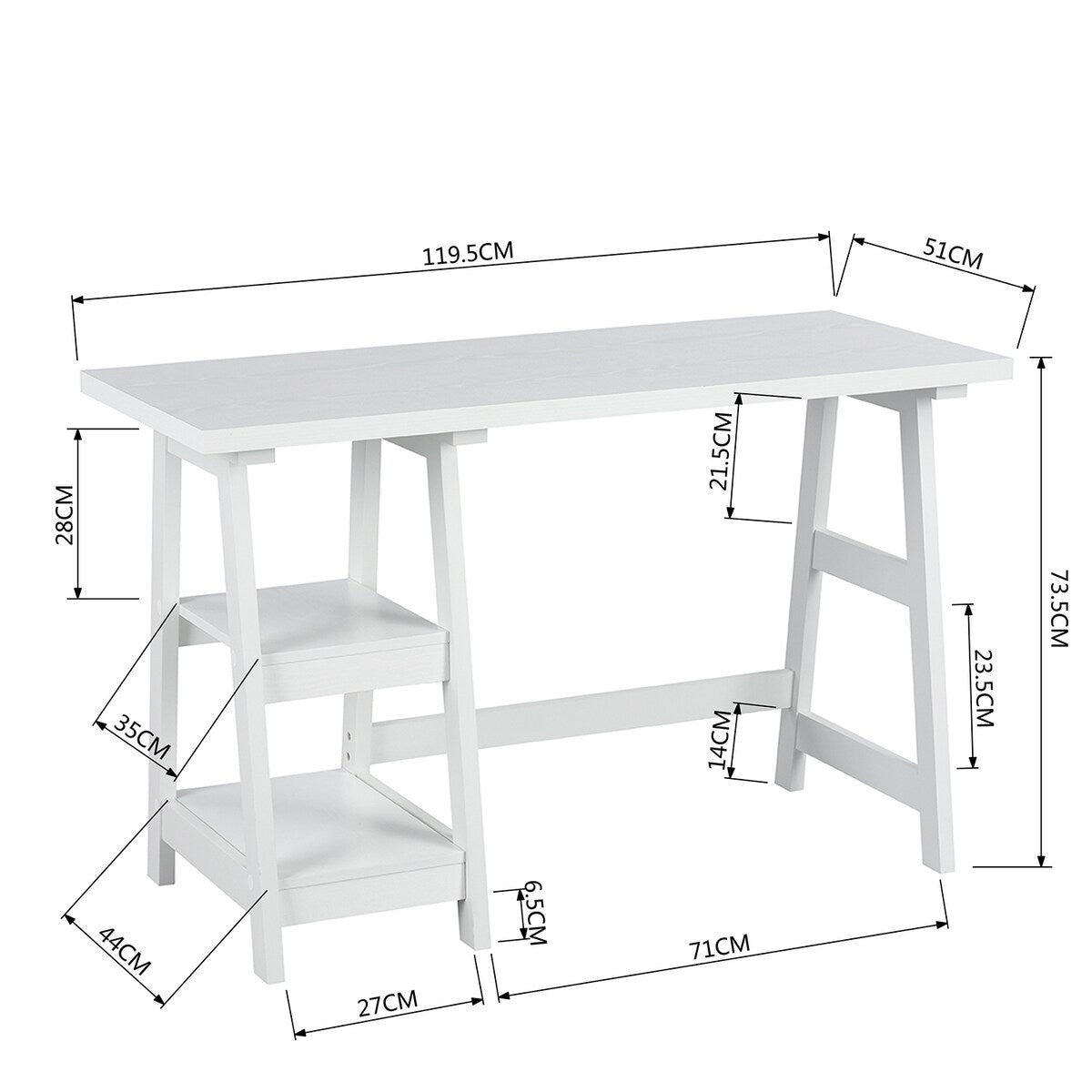 47" Writing Desk/Computer Desk with Open Tier , Constructed with Full Wood , Woodgrain Finish is Easy To Clean