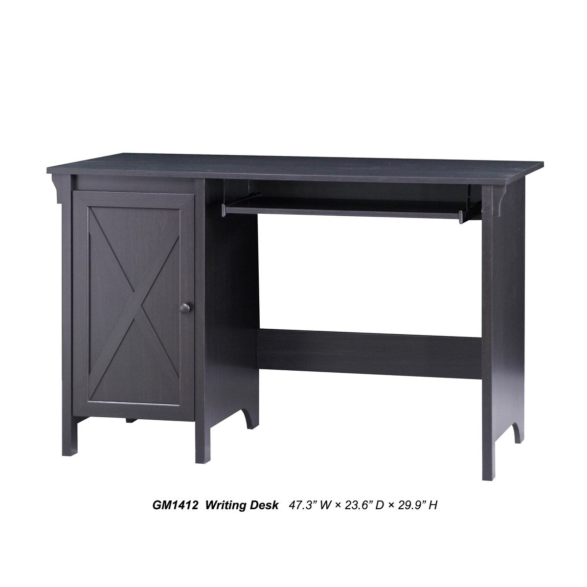 47" Writing Desk Espresso Writing Desk with Keyboard Tray and Enclosed Adjustable Shelf Cabinet - Home Office and Study