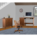 47" Writing Desk Espresso Writing Desk with Keyboard Tray and Enclosed Adjustable Shelf Cabinet - Home Office and Study