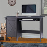 47" Writing Desk Espresso Writing Desk with Keyboard Tray and Enclosed Adjustable Shelf Cabinet - Home Office and Study