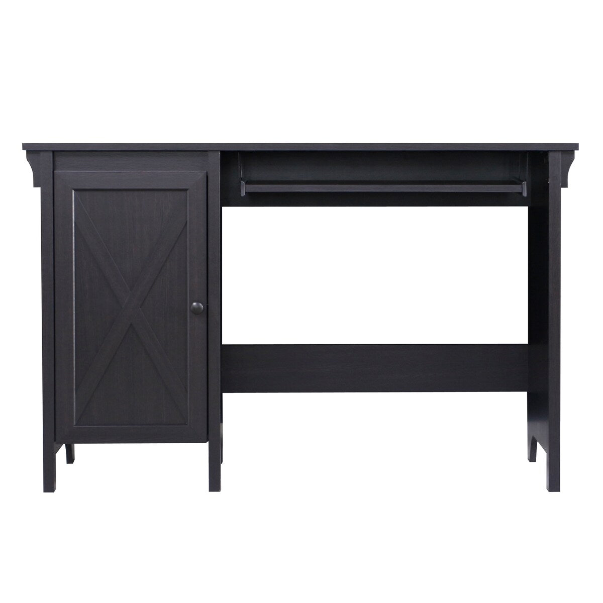 47" Writing Desk Espresso Writing Desk with Keyboard Tray and Enclosed Adjustable Shelf Cabinet - Home Office and Study