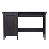 47" Writing Desk Espresso Writing Desk with Keyboard Tray and Enclosed Adjustable Shelf Cabinet - Home Office and Study