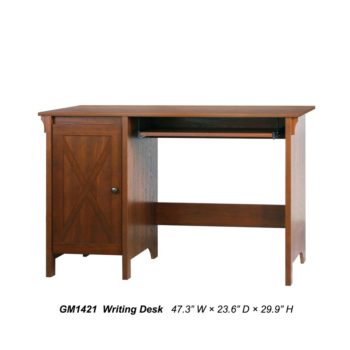 47" Writing Desk Espresso Writing Desk with Keyboard Tray and Enclosed Adjustable Shelf Cabinet - Home Office and Study
