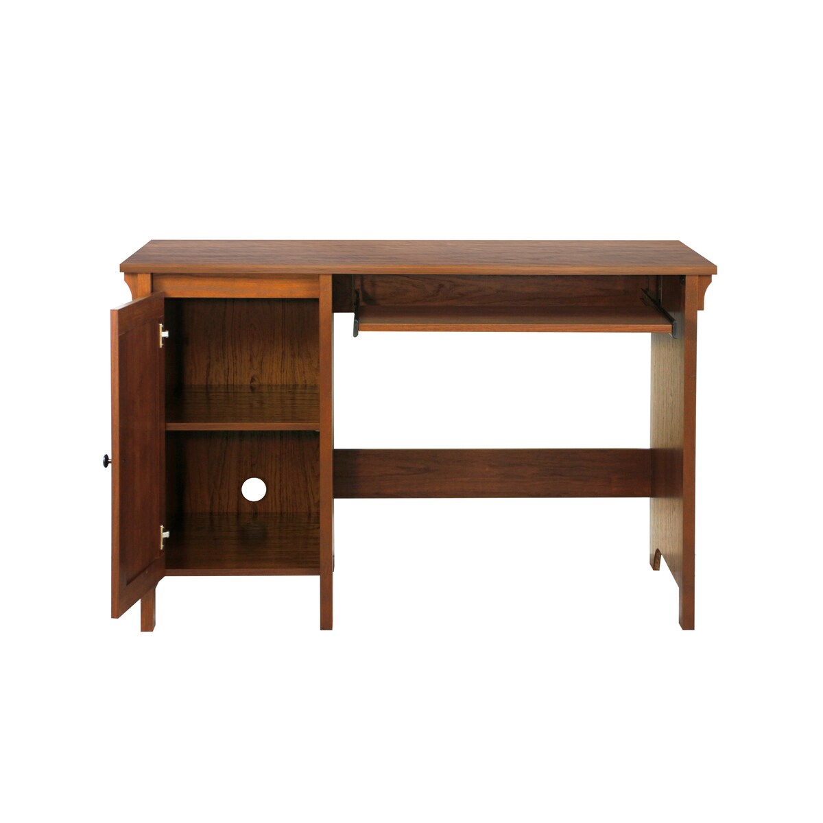47" Writing Desk Espresso Writing Desk with Keyboard Tray and Enclosed Adjustable Shelf Cabinet - Home Office and Study