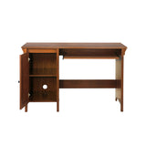 47" Writing Desk Espresso Writing Desk with Keyboard Tray and Enclosed Adjustable Shelf Cabinet - Home Office and Study