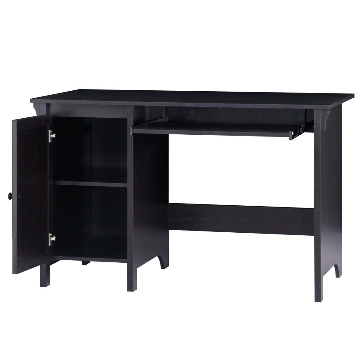 47" Writing Desk Espresso Writing Desk with Keyboard Tray and Enclosed Adjustable Shelf Cabinet - Home Office and Study