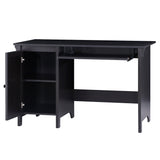 47" Writing Desk Espresso Writing Desk with Keyboard Tray and Enclosed Adjustable Shelf Cabinet - Home Office and Study