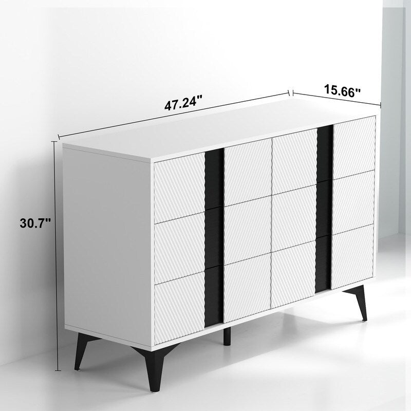 47"W 6 Drawer Dresser sideboard,Side Table Large Storage Cabinet Living Room，side cabinet