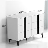 47"W 6 Drawer Dresser sideboard,Side Table Large Storage Cabinet Living Room，side cabinet