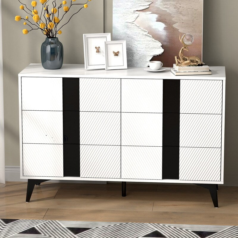47"W 6 Drawer Dresser sideboard,Side Table Large Storage Cabinet Living Room，side cabinet
