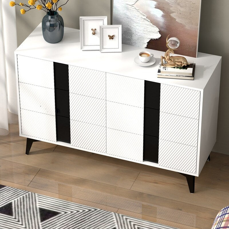 47"W 6 Drawer Dresser sideboard,Side Table Large Storage Cabinet Living Room，side cabinet